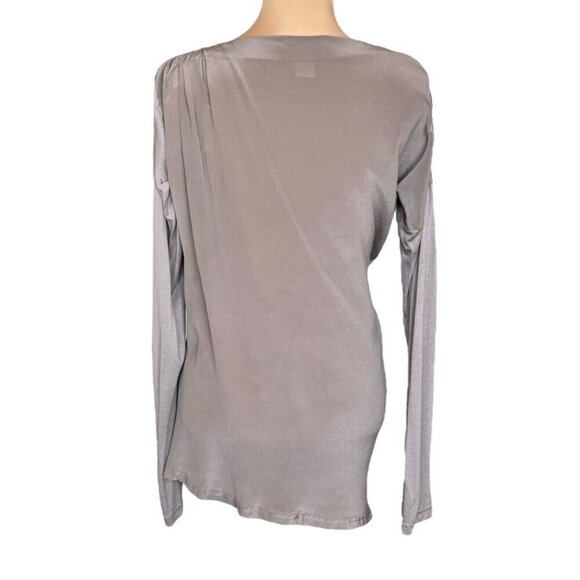 NWT Gold Hawk Tunic Top Sz.M Beige Asymmetrical Silk Bamboo Quiet Luxury Staple - Picture 4 of 14